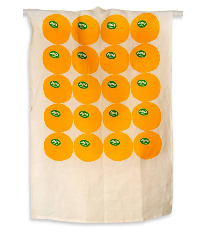 Jaffa Orange Tea Towel: Vibrant Israeli-Inspired Kitchen Linen 1