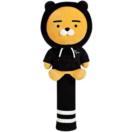 Kakao Friends Ryan Black Hoodie Golf Driver Headcover – Stylish Plush Cover 1