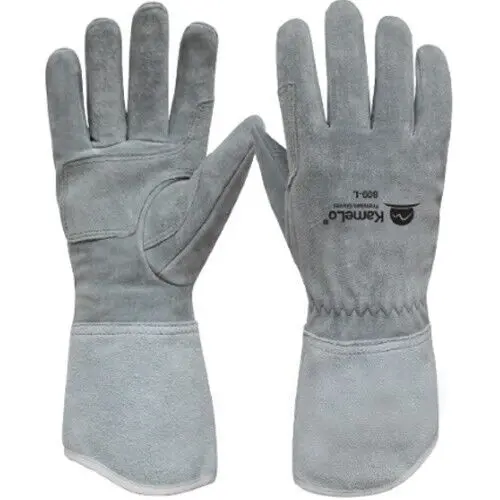 Kamelo 809-L Gray Premium Leather Welding Gloves – Tig, Arc & Camping Use 1