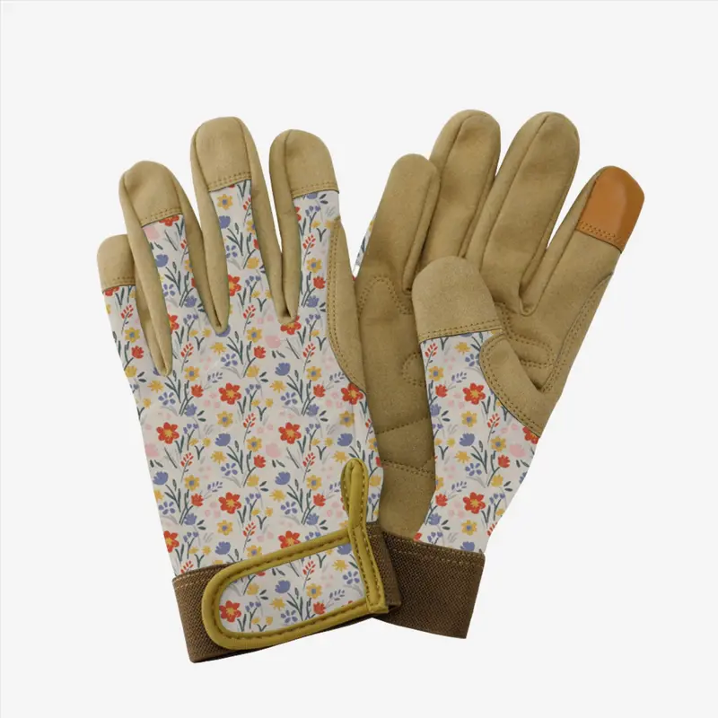 Kent & Stowe Cream Meadow Flowers Comfort Gloves For Women – Small 1