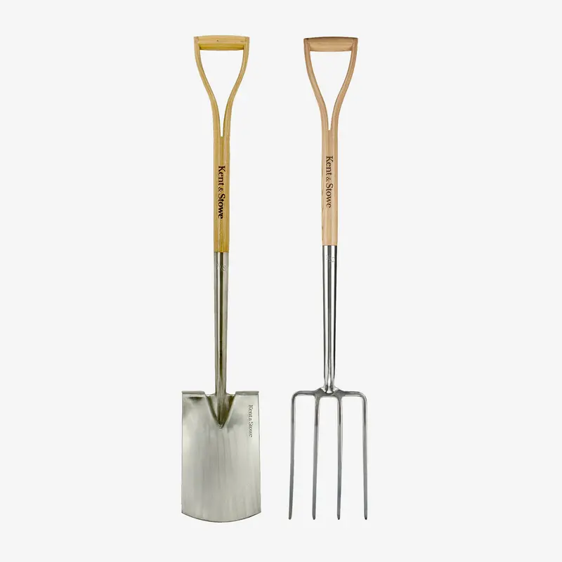 Kent & Stowe Stainless Steel Digging Spade And Garden Fork Pair 1
