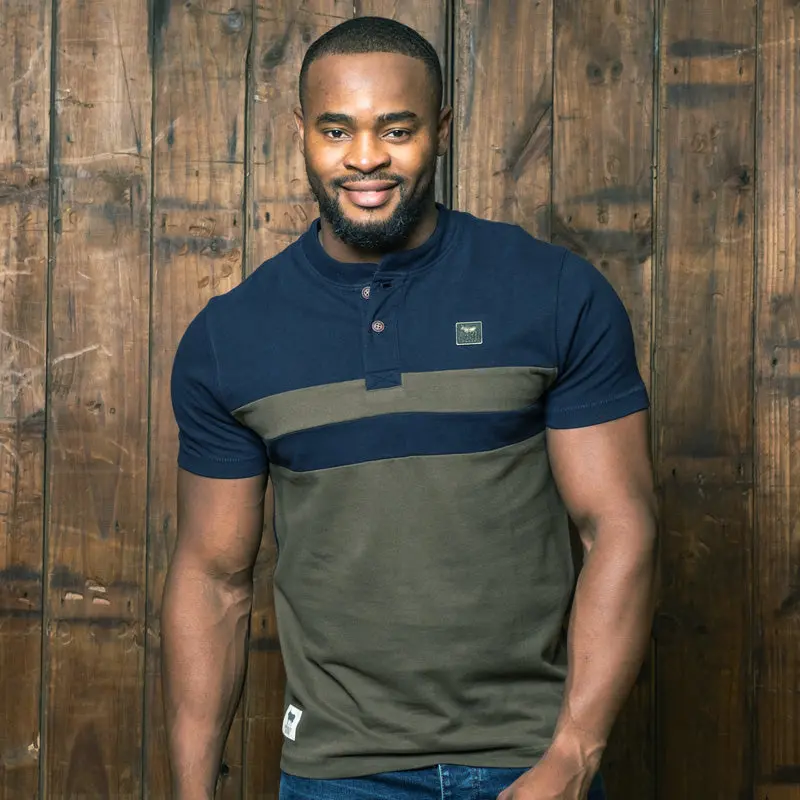 Kingsley Colourblock Henley Shirt – Midnight Navy 1