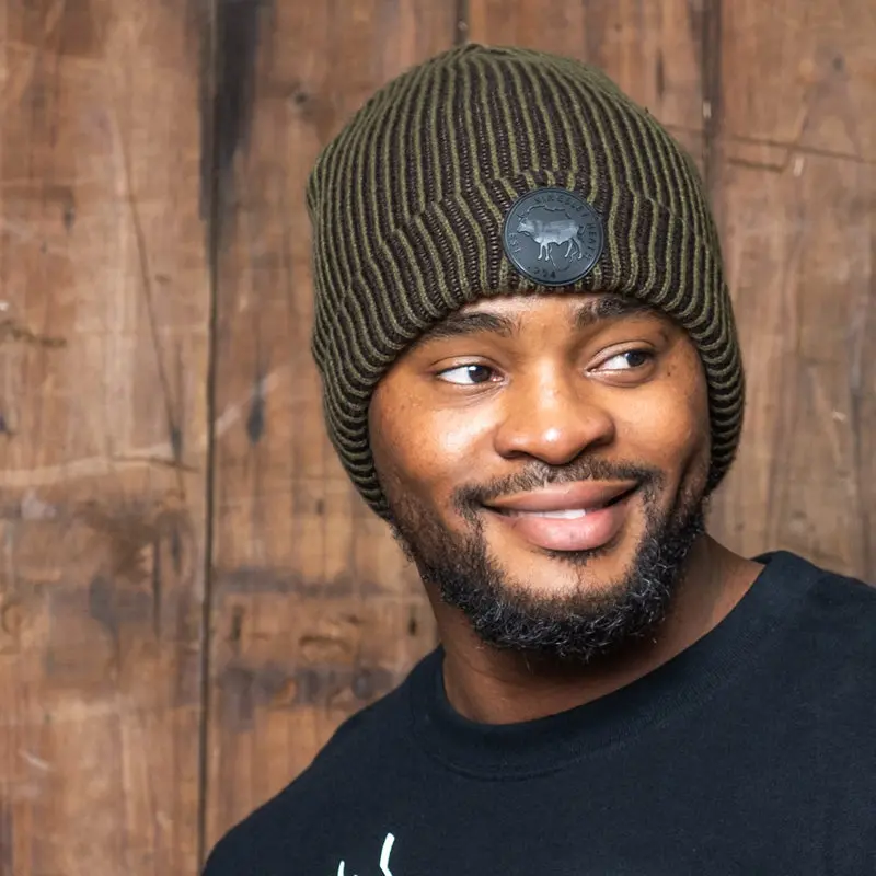 Kingsley Heath Africa Rubber Badge Beanie – Fatigue And Black 1