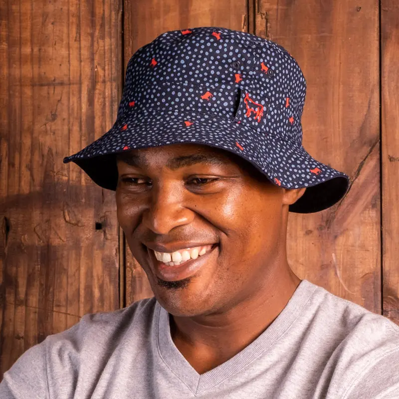 Kingsley Heath Dotted Nguni Bucket Hat – Midnight 1