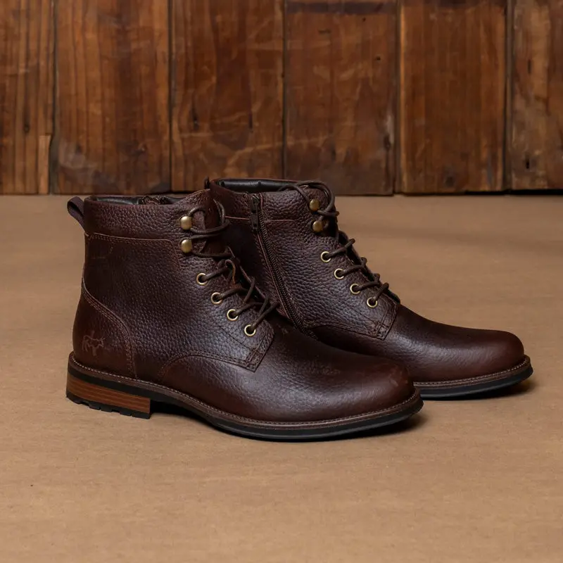 Kingsley Heath Plain Toe Boot In Chocolate And Brass 1