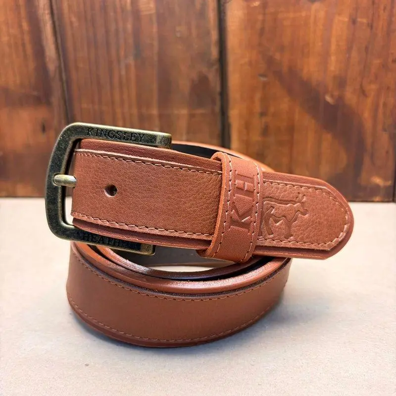 Kingsley Layered Leather Belt In Tan Brown 1
