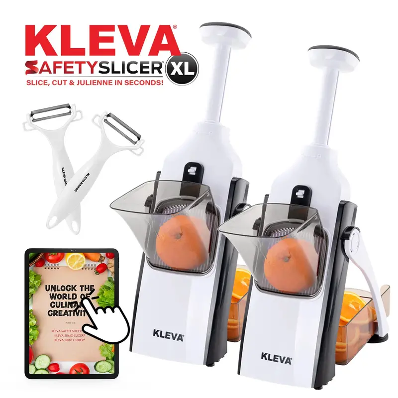 Kleva Safety Slicer Xl – One-Touch Vegetable Cutter With Bonus Peelers & E-Cookbook (Bogo) 1