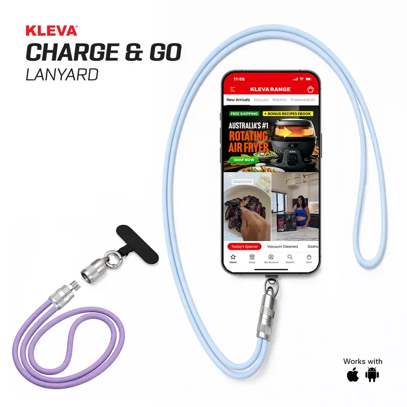 Kleva Wearable Charge & Go Lanyard – On-The-Go Charging For Iphone, Android & Usb-C 1