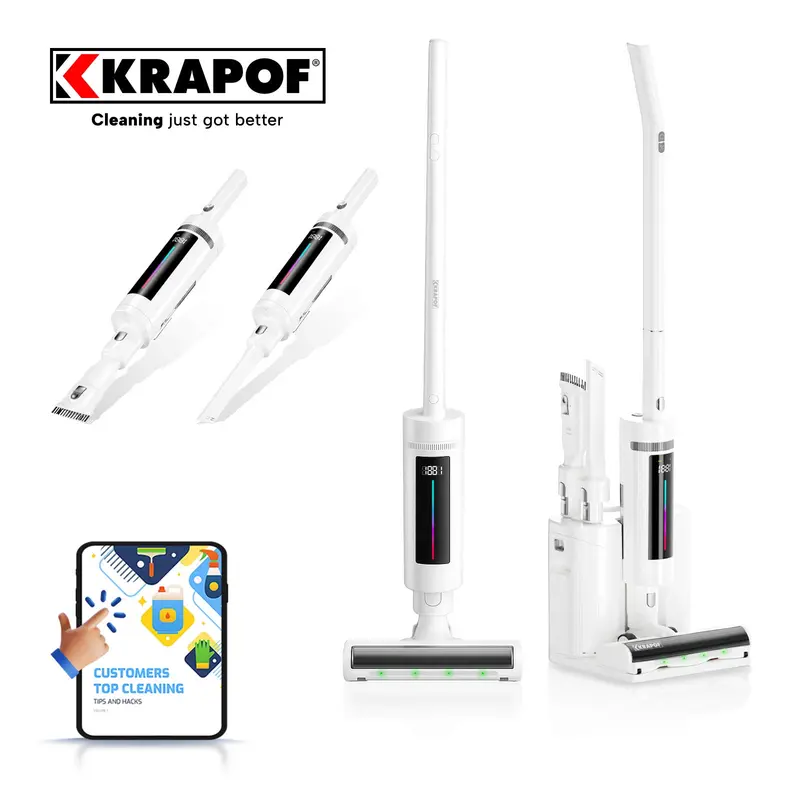 Krapof® Compact Clean 2-In-1 Handheld & Stick Vacuum — Lightweight (1.2Kg) With Auto-Empty Base 1