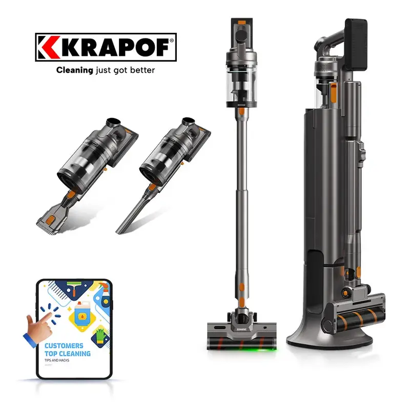 Krapof® Q3 Cordless Stick Vacuum With Auto-Empty Dock And Smart Cleaning Technology 1