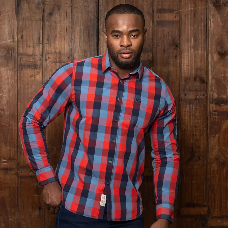 Lakeside Gingham Shirt – Muscle Fit Midnight Blue 1