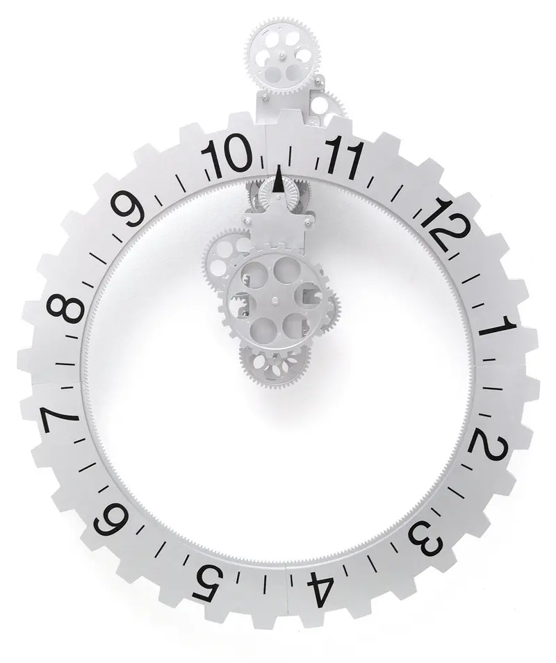 Large-Dial Wall Clock With Silver Finish – Big Wheel Design 1