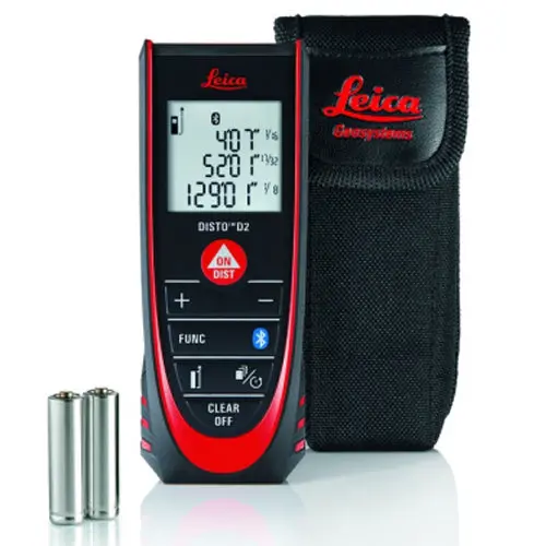 Leica Disto D2 – 100 M Bluetooth 4.0 Laser Distance Meter (Black/Red) 1