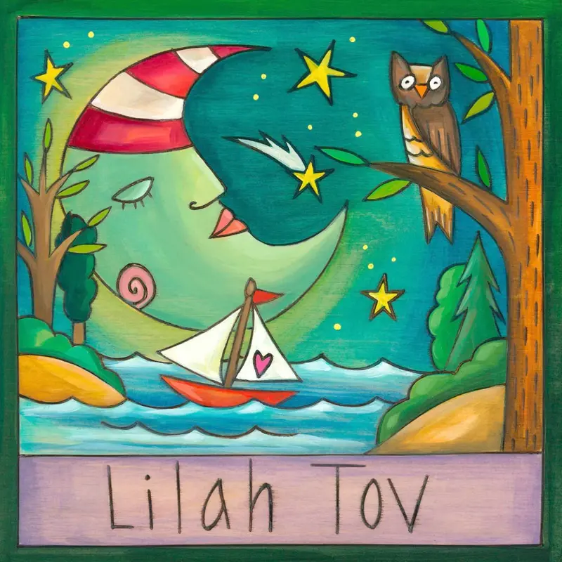 Lila Tov Good Night Wall Plaque – Vibrant Wooden Square (9" X 9") 1