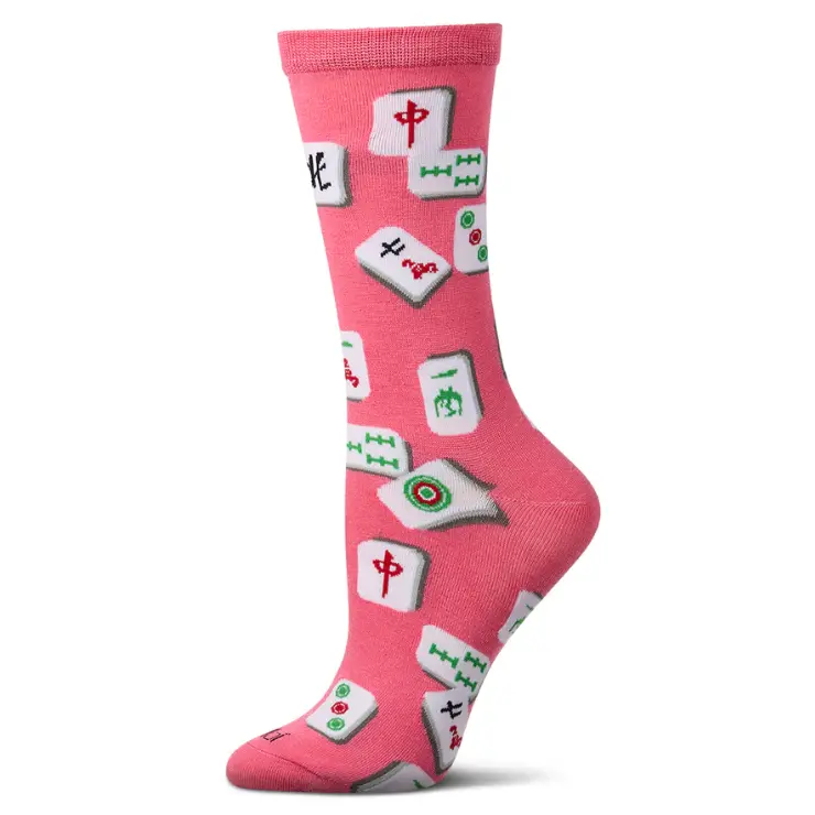 Mahjong Design Socks With Vibrant Magenta Backdrop 1