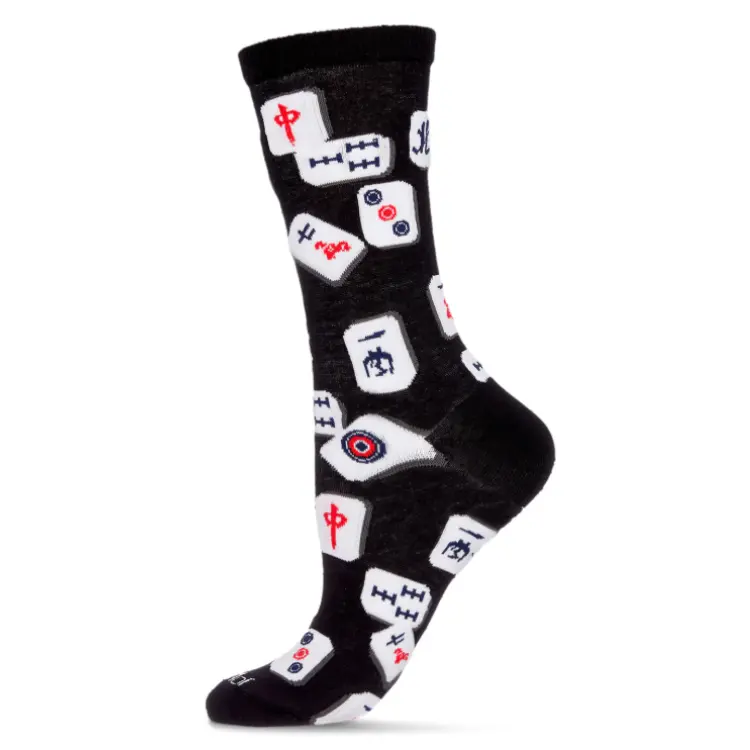 Mahjong-Themed Socks On Sleek Black Background 1
