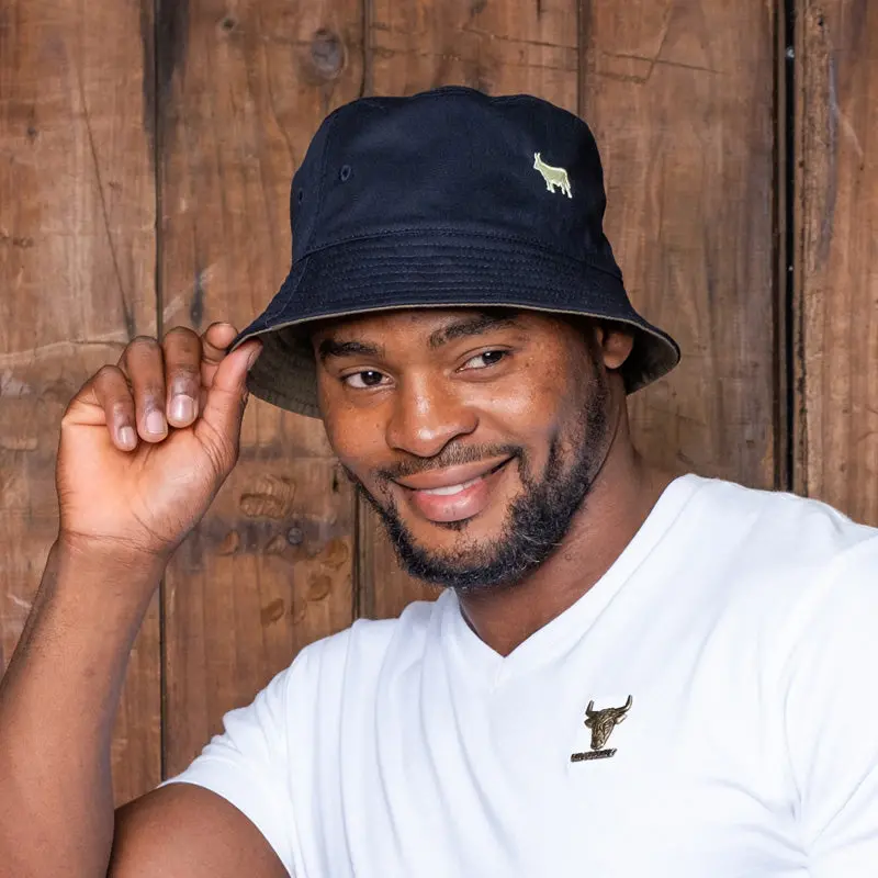 Midnight & Fatigue Bucket Hat Featuring Nguni Logo – Kingsley Heath 1