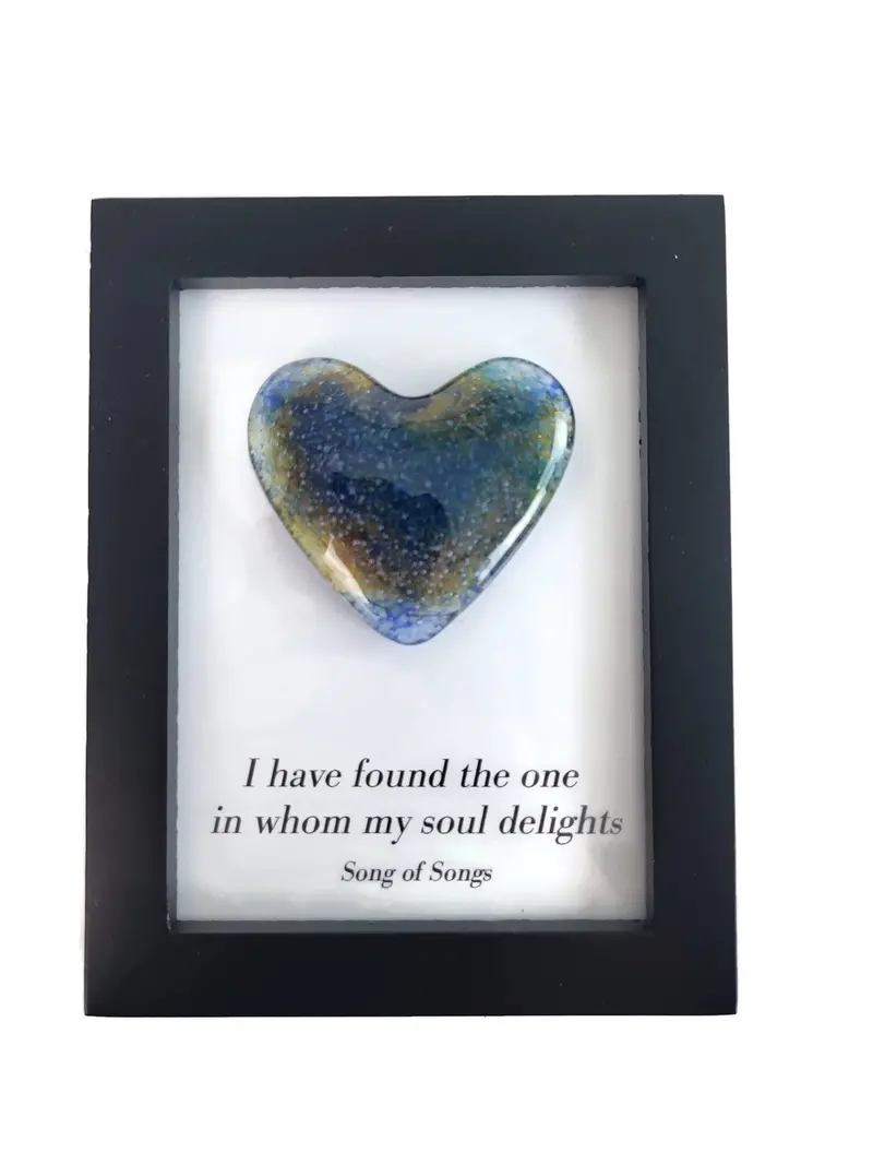 Mini Black-Framed Glass Heart Ornament: 'I Have Found The One' 1