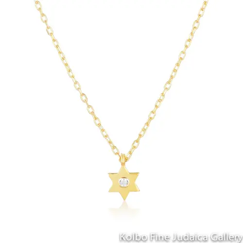 Minimalist Tiny Star Necklace With Center Cubic Zirconia, Gold-Plated 1