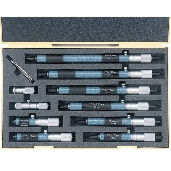 Mitutoyo 133-904 Imperial Tubular Inside Micrometer Set – 10-Piece, 2–12 Inch Range 1