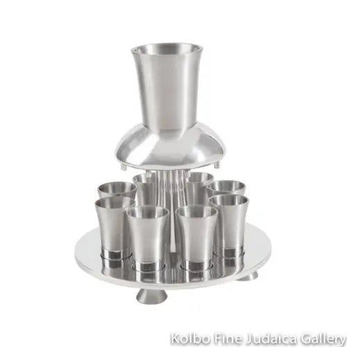 Modern Kiddush Fountain: Anodized Aluminum Base With Eight Silver-Toned Cups 1
