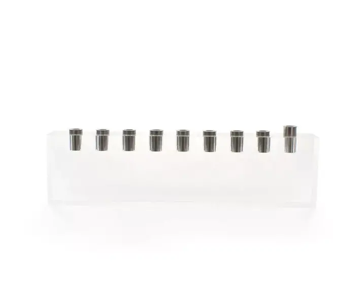 Modern Lucite Menorah With Metallic Silver Adapters 1