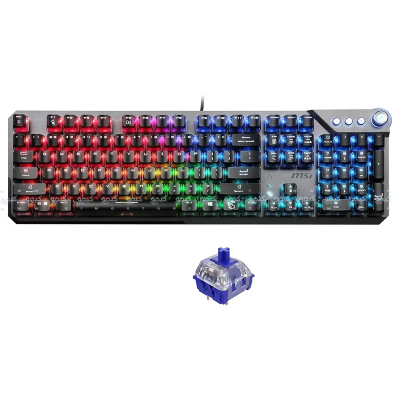 Msi Vigor Gk71 Rgb Gaming Keyboard – Sonic Blue Switches, Dual-Language Layout (En/Ar) 1