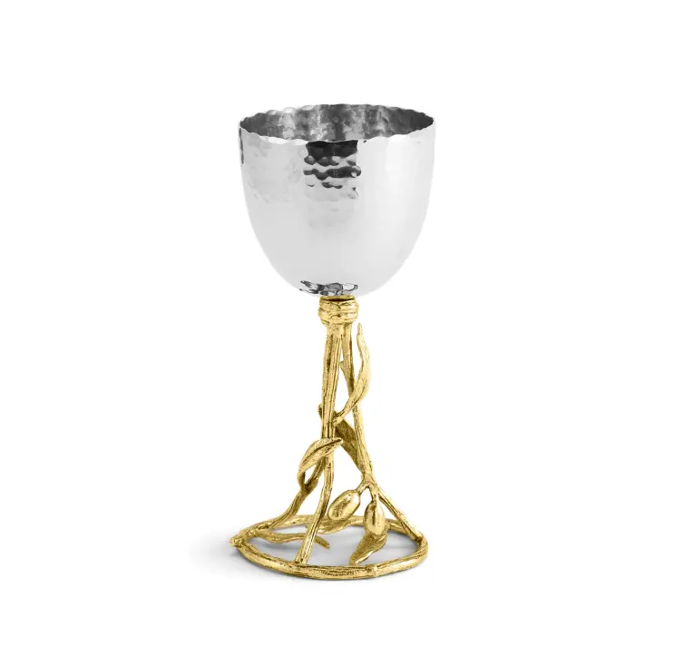 Olive Branch Kiddush Cup – Stainless Steel With Goldtone Finish 1