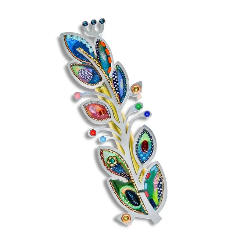 Olive Branch Mezuzah: Colorful Resin And Stainless Steel Design 1