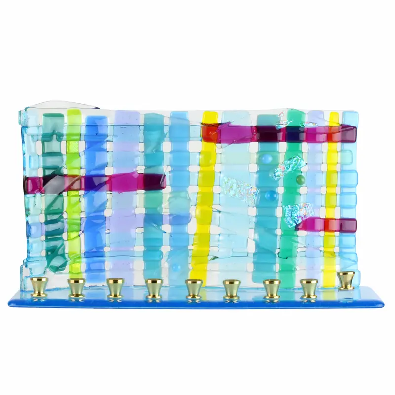 One-Of-A-Kind Woven Menorah In Fused And Dichroic Glass 1