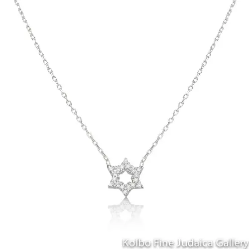 Openwork Sterling Silver Star Necklace Set With Cubic Zirconia Accents 1