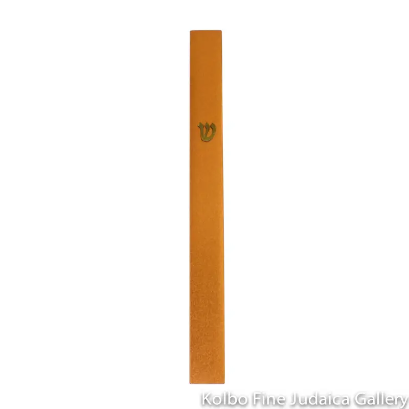 Orange Anodized Aluminum Mezuzah Case Featuring Shin Engraving 1
