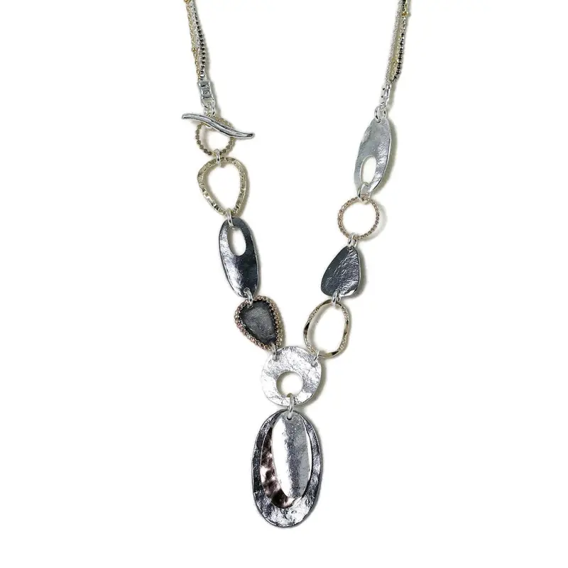 Organic-Shape Multistrand Necklace – Sterling Silver & Gold-Filled Layered Design 1