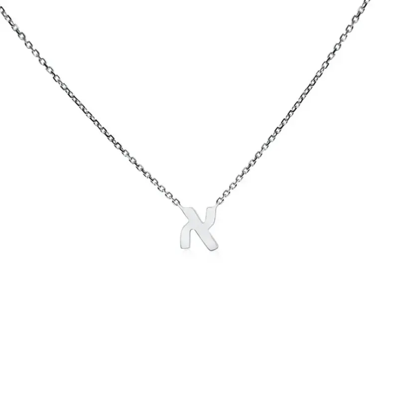 Personalized Hebrew Initial Necklace — Sterling Silver Pendant 1