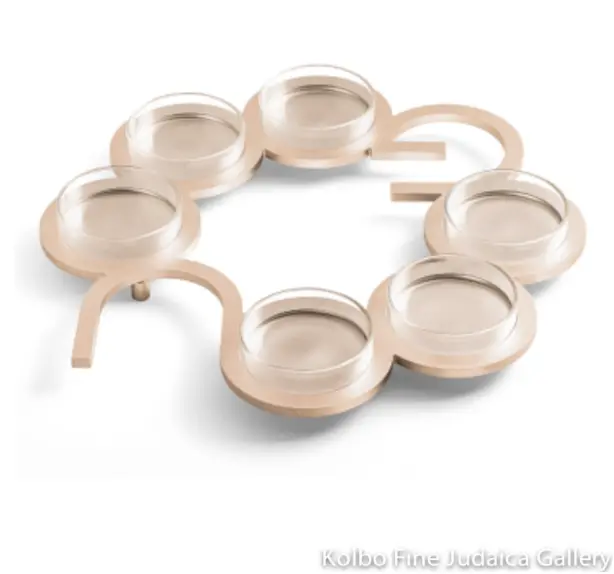 Pesach Seder Plate – Champagne Anodized Aluminum Ring Design 1