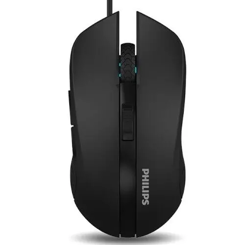 Philips G313/Spk9313 Wired Optical Mouse – 2400 Dpi, 5-Button + Scroll Wheel, Black 1