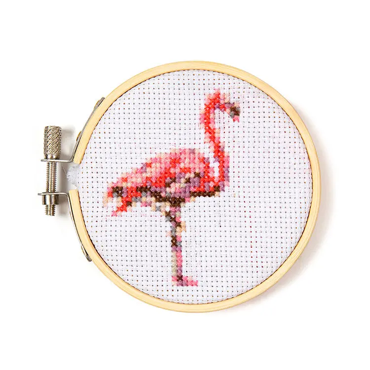 Pink Flamingo Themed Mini Cross Stitch Kit 1