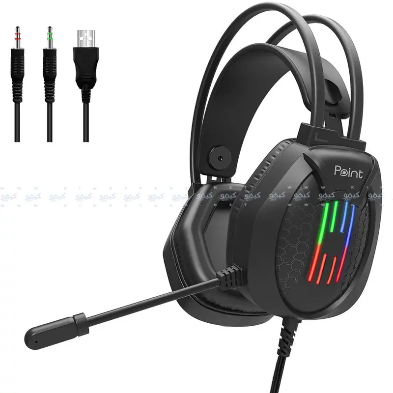 Point Pt-07 Wired Gaming Headset – Comfort-Focused Stereo Headset, Matte Black 1