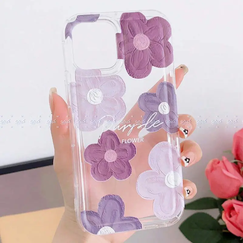 Purple Botanical Print Transparent Phone Cover 1