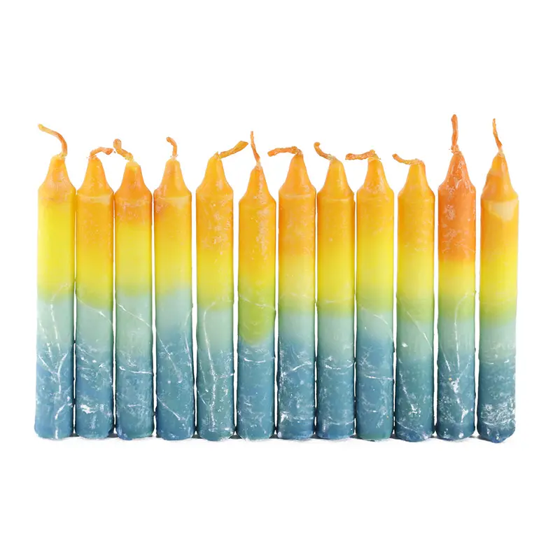 Rainbow-Colored Shabbat Taper Candles – Handcrafted In Israel (12-Pack) 1