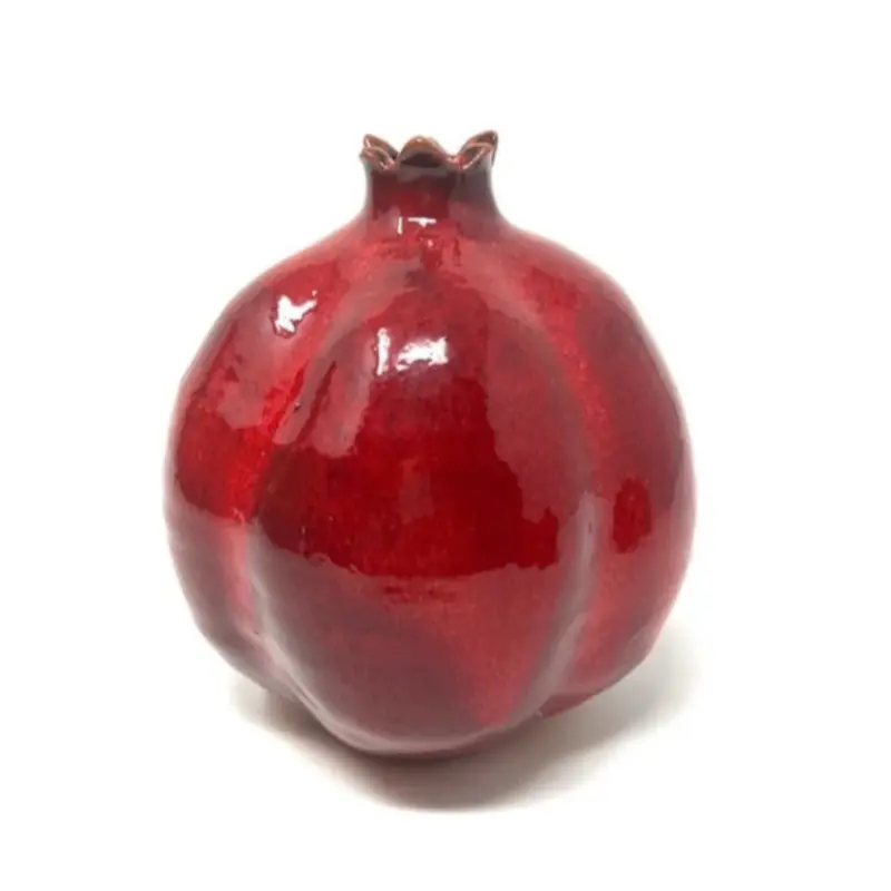 Red-Glazed Ceramic Pomegranate Figurine – Medium Size 1