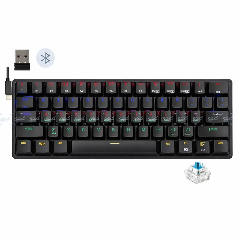 Redragon Elise Pro K615P-Kbs Rgb Mechanical Keyboard – Blue Switches, Tri-Mode (Wired/Bluetooth/2.4Ghz), English & Arabic Layout 1