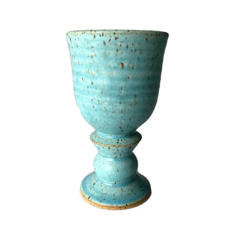 Robin’S Egg Blue Kiddush Cup – Wheel-Thrown Ceramic Goblet 1