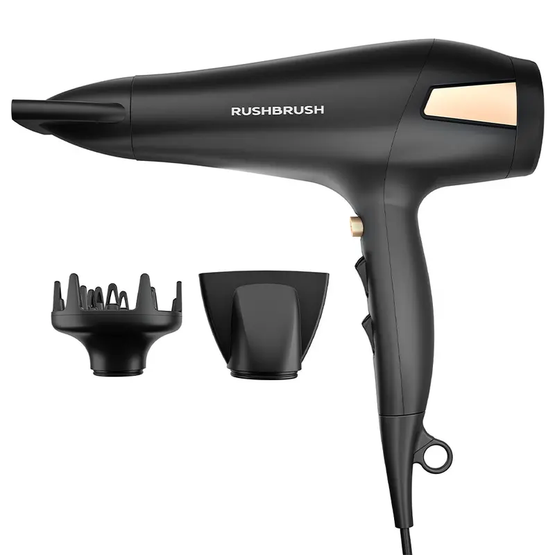 Rush Brush D2 Pro Hair Dryer – 2500W Digital Styling Tool, Matte Black Finish 1