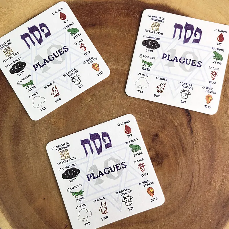 Set Of 12 Wine-Dabbing Coasters Illustrating The Ten Plagues 1