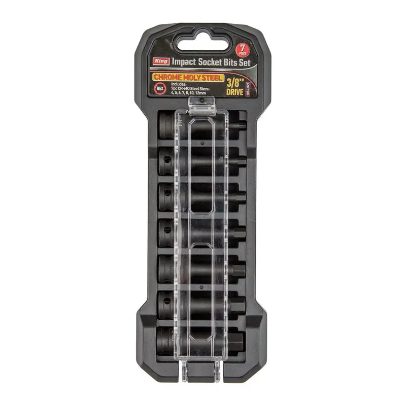 Seven-Piece 3/8" Drive Hex Impact Bit Set (4–12Mm), Chrome-Moly Steel - Model 1016-0 1