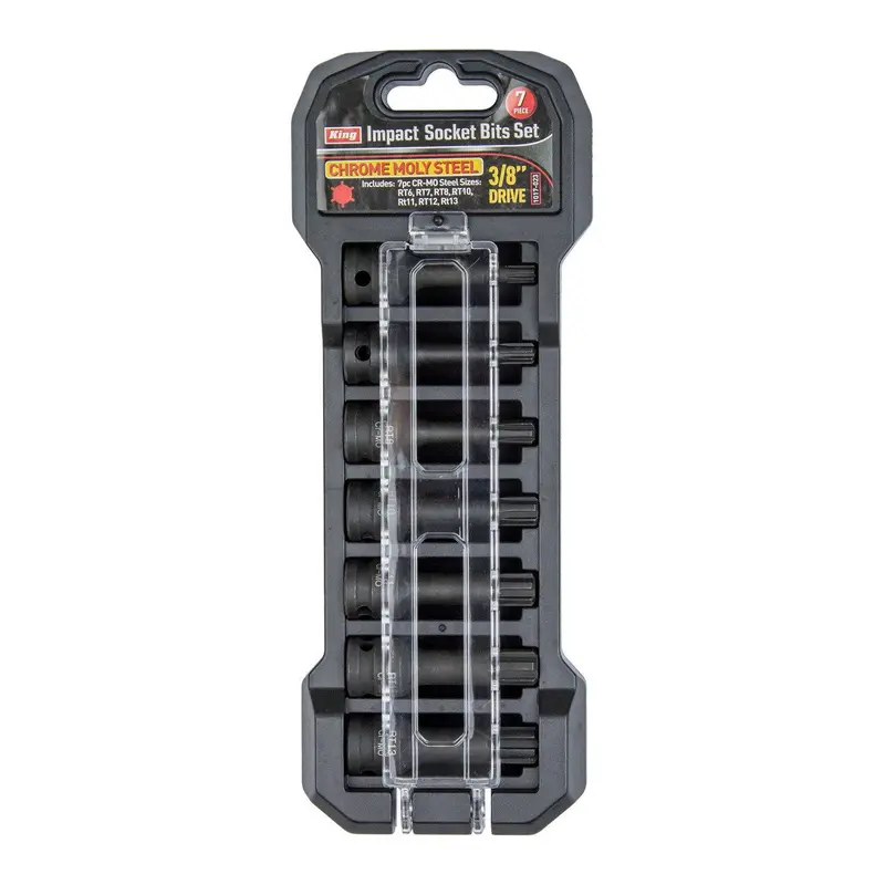 Seven-Piece 3/8" Drive Polydrive Impact Bit Set (Rt6–Rt13), Chrome-Moly Steel - Model 1017-0 1