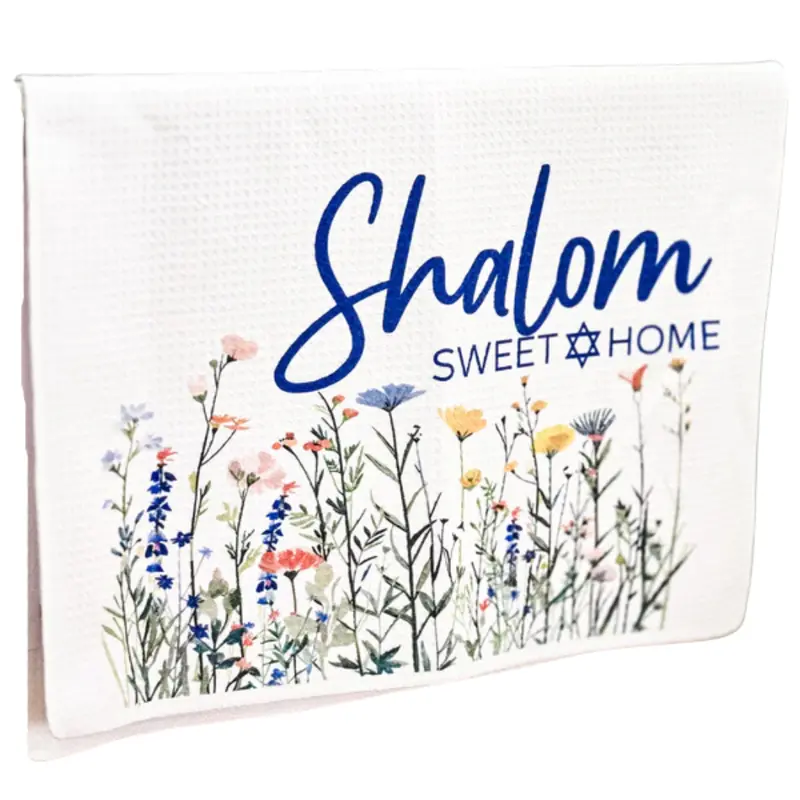 Shalom Tea Towel – Wildflower-Embellished Cotton Kitchen Linen 1