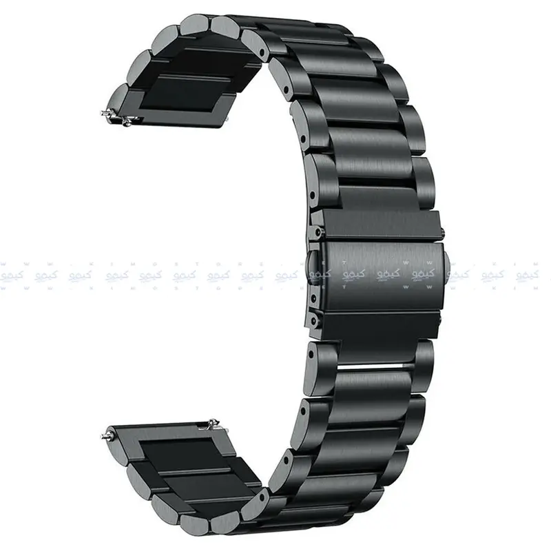 Slim Stainless Steel Watch Band – 20Mm Width, Polished Metal Links 1