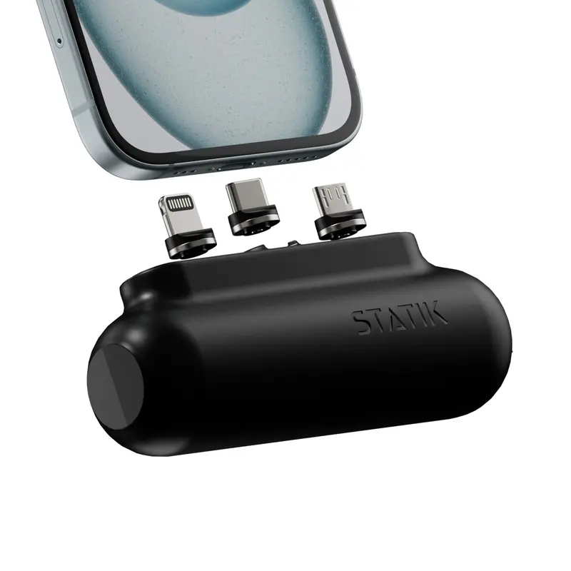 Statik Snap-N-Charge Power Bank – Magnetic Portable Charger With Integrated Cable 1
